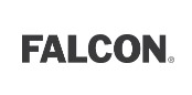 Falcon logo (brand mark) in bold gray letters with a rounded typeface on a white background